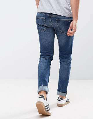 ONLY & SONS Slim Fit Jeans in Washed Blue Denim