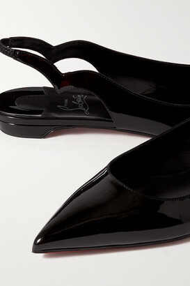 Christian Louboutin Hot Chikita Patent-leather Slingback Point-toe Flats - Black