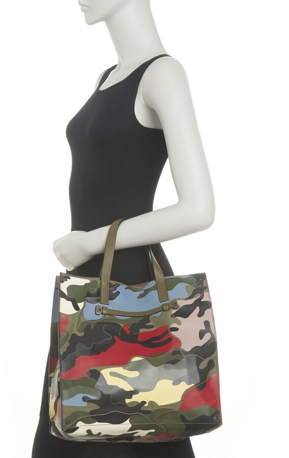 camo leather tote