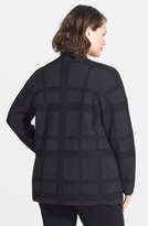 Thumbnail for your product : Eileen Fisher Plaid Knit Cascade Front Jacket (Plus Size)