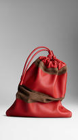 Thumbnail for your product : Burberry The Duffle Pouch in Suede and Leather Stripes