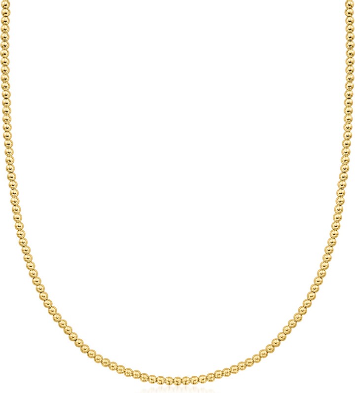 RS Pure by Ross-Simons Italian 3mm 14kt Yellow Gold Bead Necklace