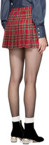 Thumbnail for your product : Miu Miu Red Tartan Pleated john and Star Miniskirt