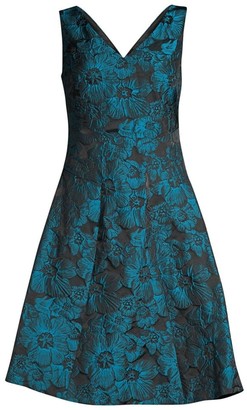 Donna Karan Floral Jacquard Fit-&-Flare Dress
