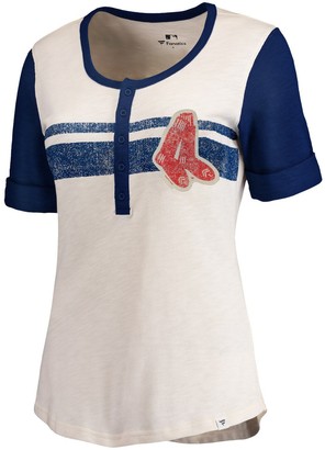 Women's Fanatics Branded Cream/Navy Boston Red Sox True Classics Henley T-Shirt