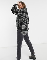 Thumbnail for your product : Bershka oversized check shacket in black