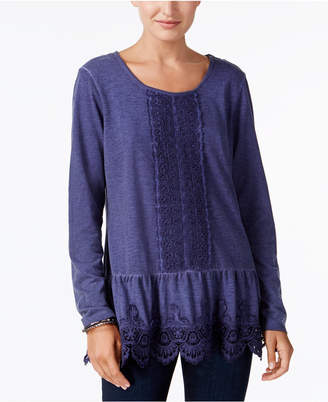 Style&Co. Style & Co Petite Lace-Trim Peplum Tunic, Created for Macy's