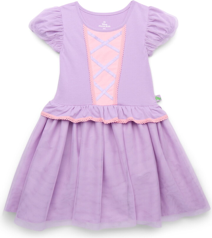 Disney Princess Girls Tangled Rapunzel Cosplay Dress with Puff Sleeves, Sizes 4-12