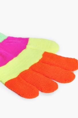 boohoo Girls Striped Neon Magic Gloves