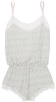 Thumbnail for your product : Eberjey Looking Glass Teddy Lace-Trimmed Printed Jersey Playsuit