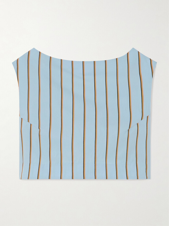 D’ESTRËE DESTREE - Richard Cropped Striped Twill Top - Blue