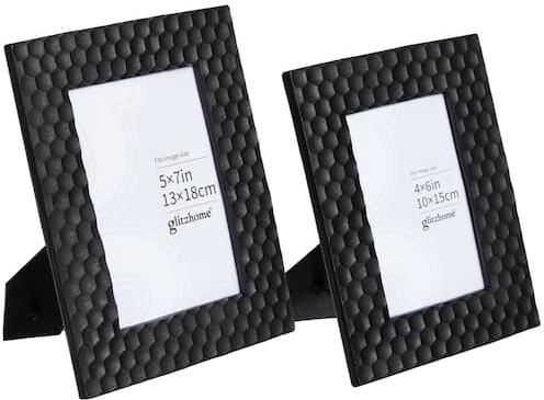 Glitzhome® Black Honeycomb Resin Tabletop Picture Frame Set