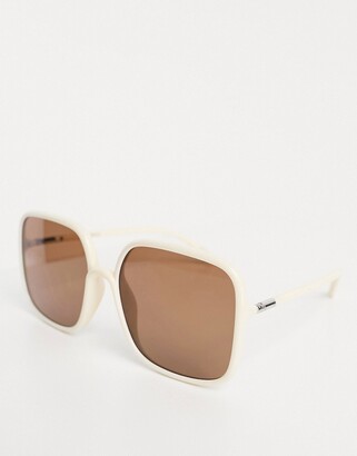 ASOS DESIGN oversized 70s sunglasses in tubular design in shiny white