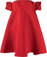 Red Bandeau Silk A-Line Dress 