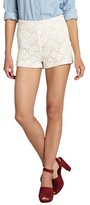 Thumbnail for your product : Romeo & Juliet Couture ivory crocheted floral lace nude lined stretch shorts