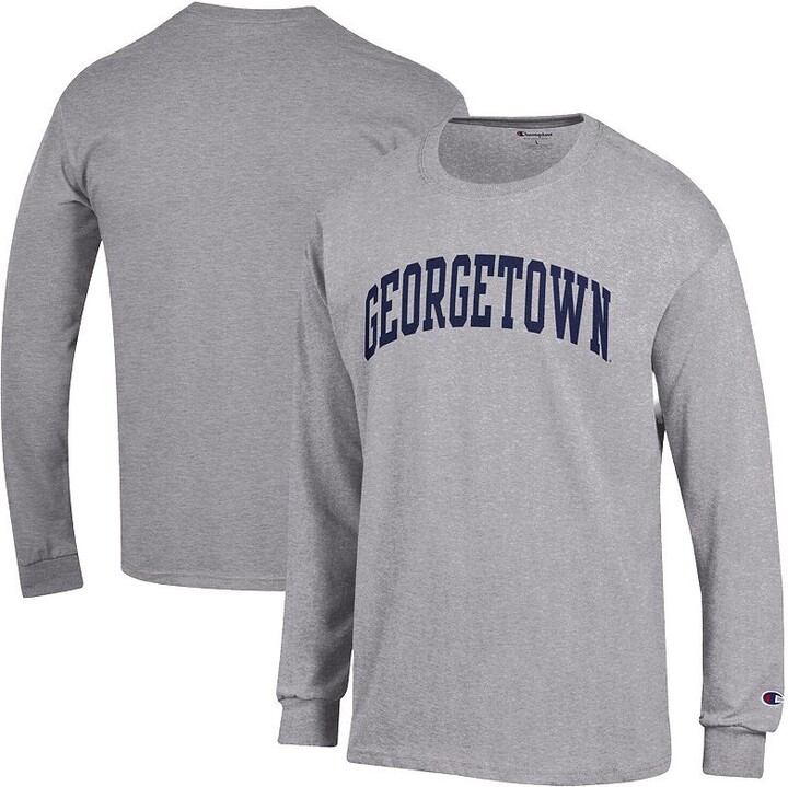 Men's Champion Heather Gray Georgetown Hoyas Basic Arch Long Sleeve T-Shirt