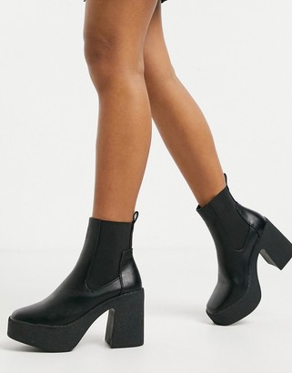 Truffle Collection chunky chelsea heeled ankle boots in black