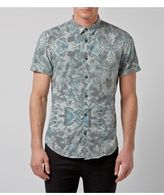 Thumbnail for your product : New Look Blue Textured Floral Print Short Sleeve Shirt