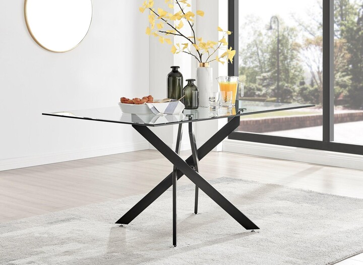 Novara 120cm Round 6-Seater Dining Table With Black Metal Legs by Debenhams