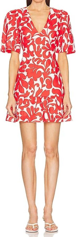 Rhode Resort Mariana Dress In Red Caspian Logoon Grande