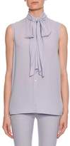 Thumbnail for your product : Alexander McQueen Sleeveless Bow-Neck Button-Front Blouse