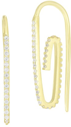 14K Gold Plated Rhinestone Crystal Paper Clip Earrings