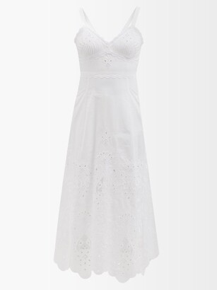 Dolce & Gabbana Broderie-anglaise Cotton-blend Poplin Dress - White