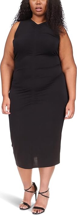 MICHAEL Michael Kors Size Sleeveless Center Front Ruched Midi Dress (Black)  Women's Dress - ShopStyle