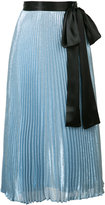 Christopher Kane - metallic pleated tie waist midi skirt - women - Soie/Polyester/Acétate - 38