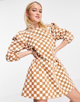 Thumbnail for your product : Glamorous mini shift dress in checkerboard denim