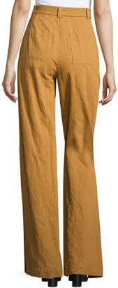 A.L.C. Trek High-Waist Belted Wide-Leg Pants, Biscotti