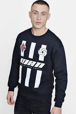 boohoo NEW Mens MAN Stripe Sweater in Black size L