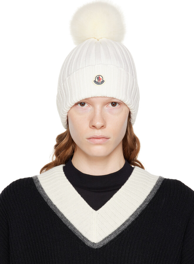 Moncler White Virgin Wool Beanie - ShopStyle Hats