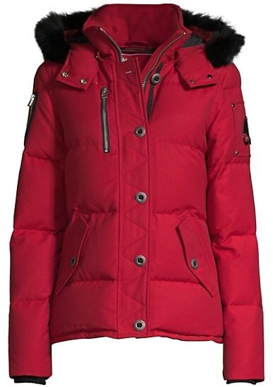 red parka with fur hood
