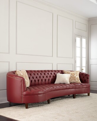 Haute House Magnolia Oxblood Tufted Leather Sofa 126"