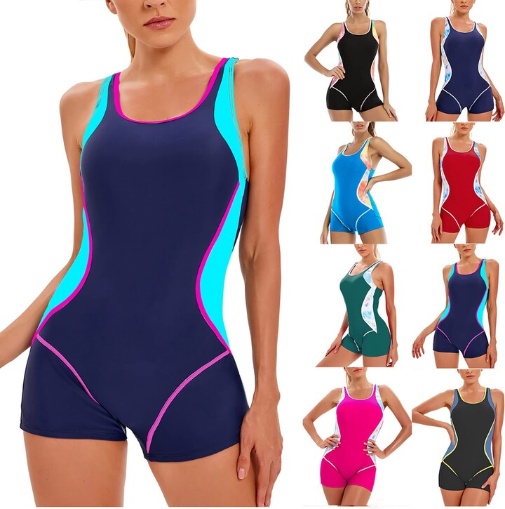 Zeiayuas Women Boyleg One Piece Swimsuit Sport Swimming Costume Modest
