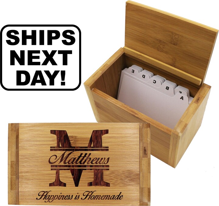 Etsy Custom Recipe Box Engraved Wood Personalized Cooking Gifts For Her Wife Gift Anniversary Mom