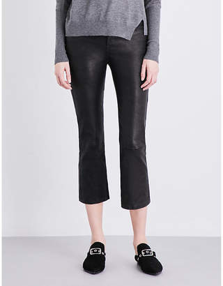 J Brand Selena bootcut cropped leather jeans