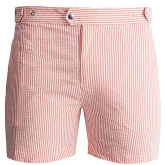 Solid & Striped The Kennedy Striped Seersucker Swim Shorts - Mens - Pink