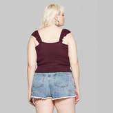 Thumbnail for your product : Wild Fable Women's Plus Size Square Neck Flutter Strap Tank Top - Wild FableTM Wine