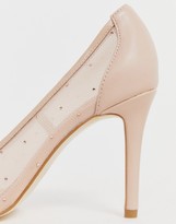 Thumbnail for your product : Forever New mesh pointed court heel with diamante detail in blush
