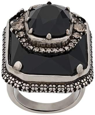 Alexander McQueen black crystal ring