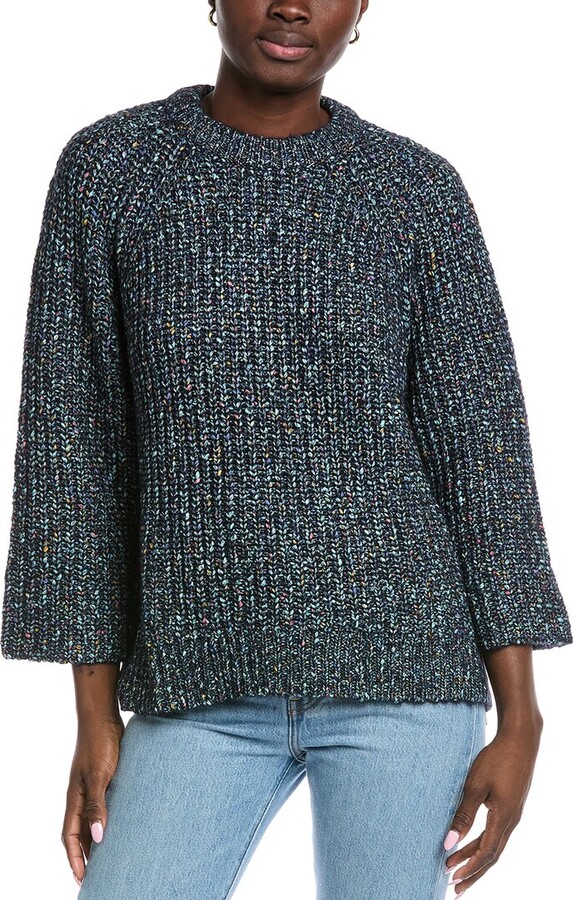 Autumn Cashmere Shaker 3/4-Sleeve Alpaca-Blend Sweater