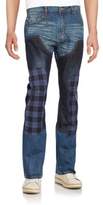 Thumbnail for your product : Mostly Heard Rarely Seen Workmen Plaid-Patch Paneled Slim-Fit Jeans