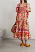 Thumbnail for your product : Farm Rio Shirred Tiered Printed Cotton-voile Maxi Dress