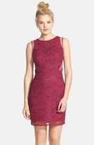 Thumbnail for your product : Hailey Logan Mesh Inset Sequin Lace Sheath Dress (Juniors) (Online Only)