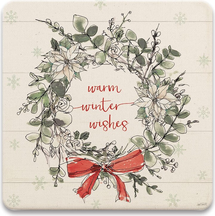 CoasterStone Absorbent Coaster Set for Drinks MODERN FARMHOUSE CHRISTMAS IV