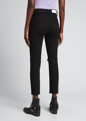 RE/DONE High-Rise Skinny Frayed Ankle Jeans