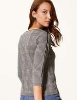 Thumbnail for your product : Marks and Spencer Checked Slash Neck 3/4 Sleeve Top