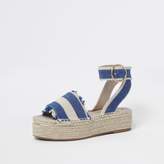 Thumbnail for your product : River Island Womens Blue stripe espadrille platform sandals
